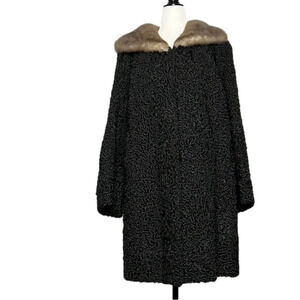 Vintage Classic  Persian Lamb with Mink Fur Collar made in Timmins Ontario